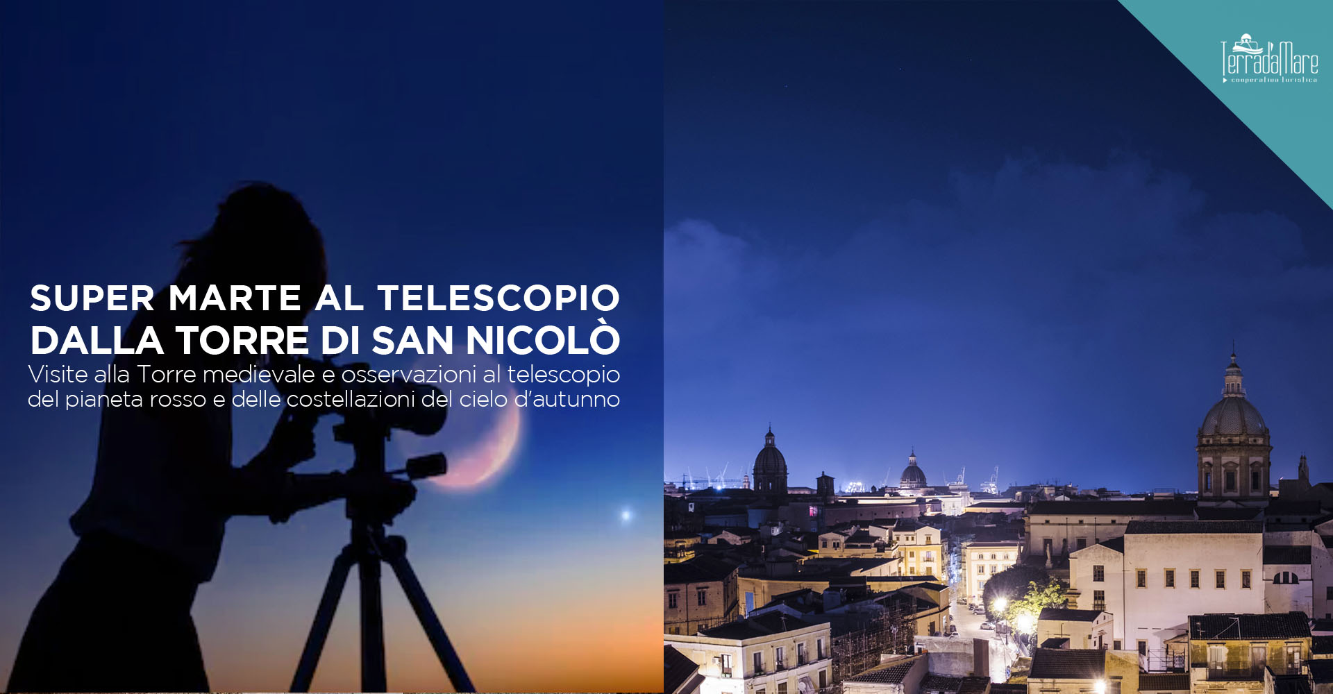 super marte al telescopio dalla torre di san nicolo palermo